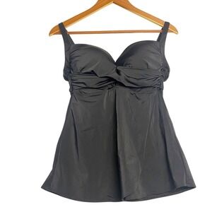 Soma Women Swim Tankini Top 34DD Bra Cup Black Underwire Adjustable straps